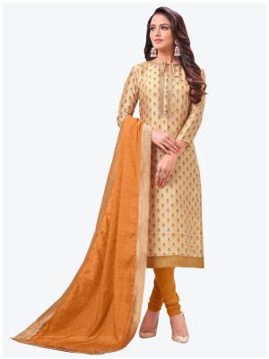 Beige Chanderi Silk Straight Suit with Dupatta small FABSL20160