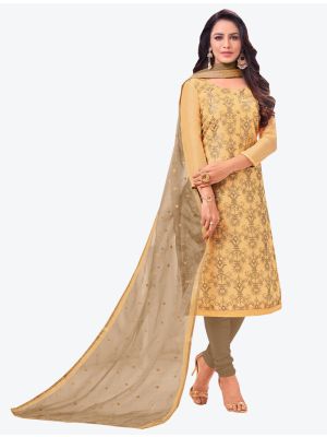 Beige Modal Silk Straight Suit with Dupatta small FABSL20147