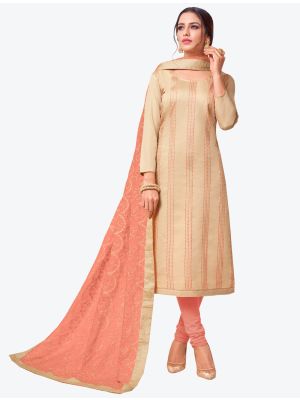 Beige Soft Cotton Straight Suit with Dupatta small FABSL20150