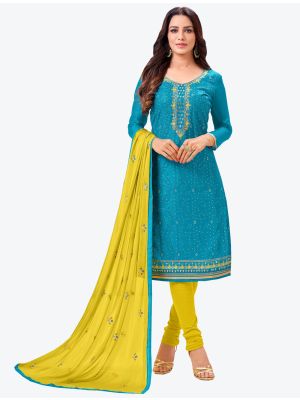 Blue Modal Silk Straight Suit with Dupatta small FABSL20145