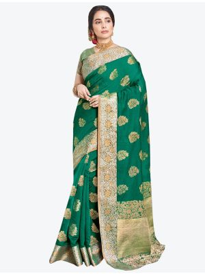 Green Art Silk Designer Saree thumbnail FABSA20461