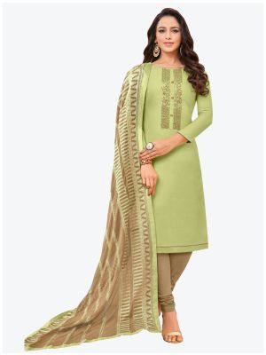 Pastel Green Tussar Art Silk Straight Suit with Dupatta small FABSL20156