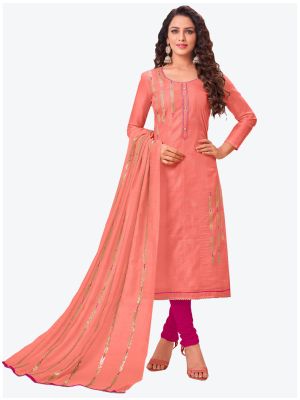 Peach Modal Silk Straight Suit with Dupatta small FABSL20158
