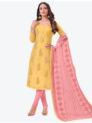Yellow Modal Silk Straight Suit with Dupatta small FABSL20142