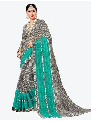 Black and White Kota Silk Designer Saree FABSA20628