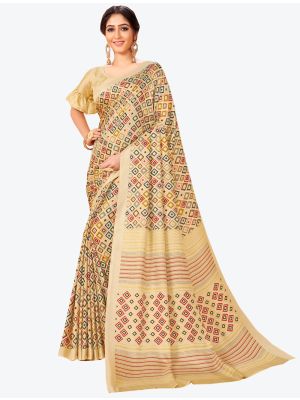 Cream Pashmina Designer Saree small FABSA20598