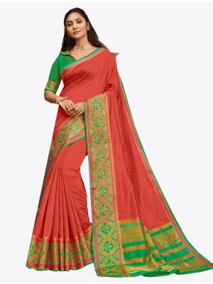 Old Rose Pink Khadi Silk Designer Saree small FABSA20573