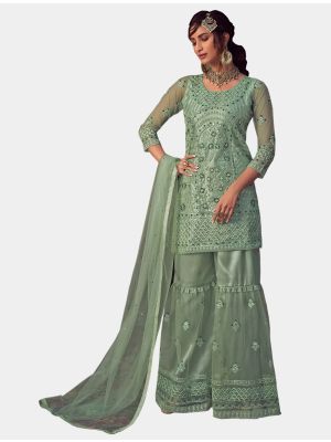 Pastel Blue Net Sharara Suit with Dupatta small FABSL20193