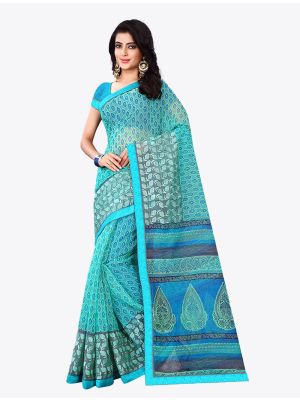 Sky Blue Kota Silk Designer Saree small FABSA20615