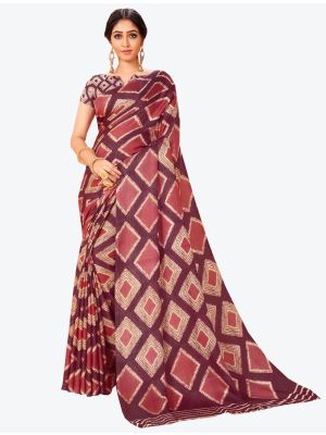 Wine Pashmina Designer Saree small FABSA20599