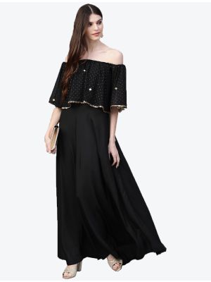 black crepe long kurti swatch fabku20292