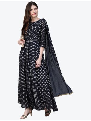 oxford blue georgette long kurti swatch fabku20291