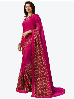 Solid Pink Soft Georgette Designer Saree FABSA20985