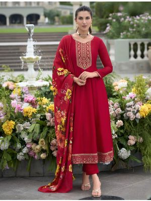 Red Vichitra Silk Embroidered Ready To Wear Salwar Kameez FABSL22271