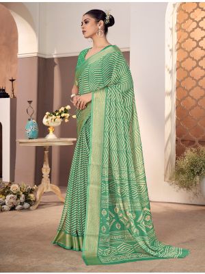 Sea Green Chiffon Elegant Party Wear Saree