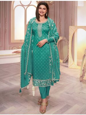 Sea Green Silk Georgette Embroidered Salwar Suit small FABSL21934