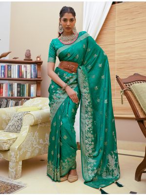 Sea Green Zari Woven Premium Satin Silk Saree