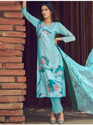 Sky Blue Muslin Digital Printed Elegant Salwar Kameez small FABSL22029