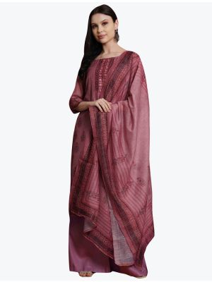 Dark Pink Chanderi Digital Printed Festive Wear Salwar Suit small FABSL21011