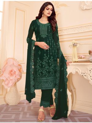 Green Georgette Palazzo Suit With Floral Cording small FABSL21352