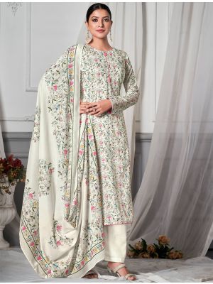 Off White Pure Cotton Digital Printed Salwar Kameez small FABSL21507