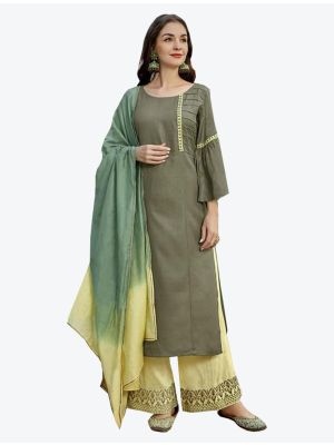Green Rayon Straight Suit with Dupatta small FABSL20230