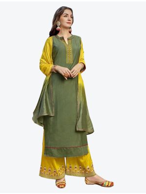 Mehandi Rayon Straight Suit with Dupatta small FABSL20228