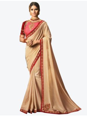 Beige Dola Silk Designer Saree small FABSA20770