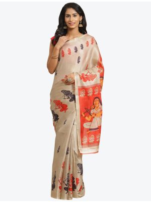 Cream Bhagalpuri Art Silk Designer Saree small FABSA20865
