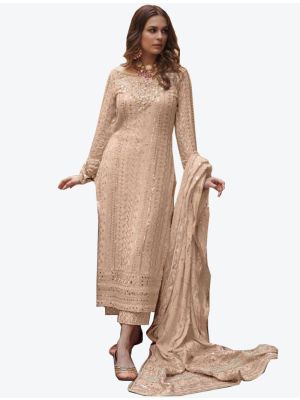 Baby Pink Georgette Semi Stitched Pakistani Suit with Dupatta small FABSL20337