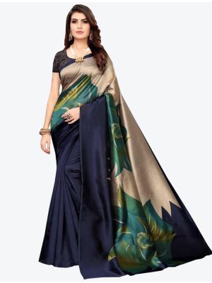 Dark Blue Bhagalpuri Art Silk Designer Saree small FABSA20897