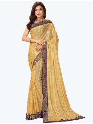 Golden Lycra Designer Saree small FABSA20913