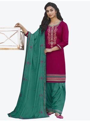 Wine Cotton Patiala Suit with Dupatta small FABSL20320
