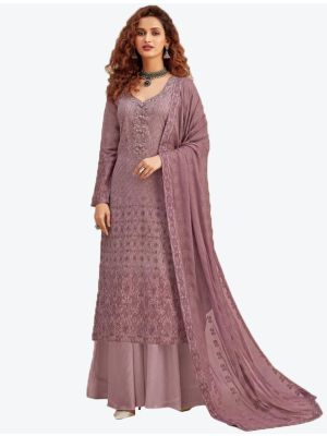Light Purple Pure Viscose Chinon Chiffon Dress Material with Dupatta small FABSL20377