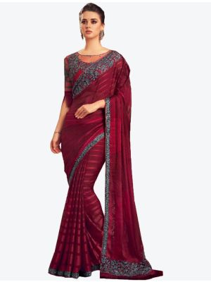 Maroon Silk Designer Saree small FABSA20963