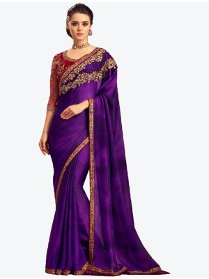 Purple Silk Designer Saree small FABSA20970