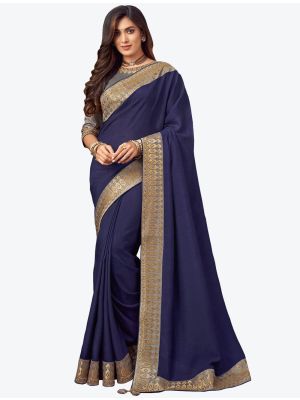 Blue Embroidered Fancy Designer Saree small FABSA21079