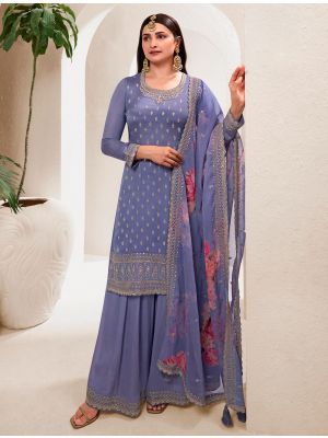 Violet Chinon Semi Stitched Sequined Palazzo Suit small FABSL21873