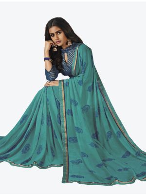 Light Blue Georgette Designer Saree small FABSA20653