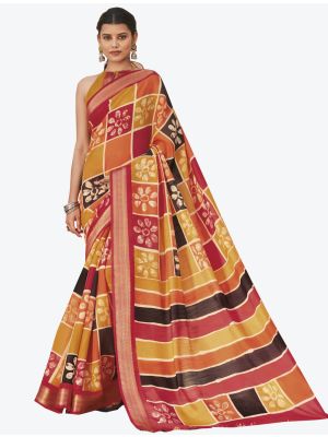 Mustard Linen Cotton Designer Saree small FABSA20671