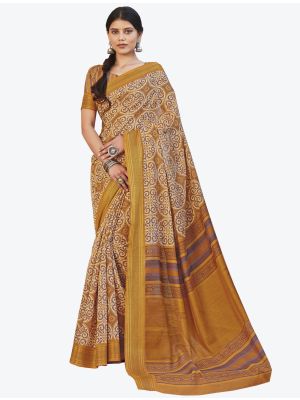 Mustard Yellow Linen Cotton Designer Saree small FABSA20659