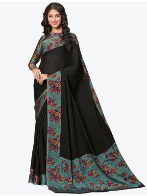 Black Chiffon Designer Saree small FABSA20854