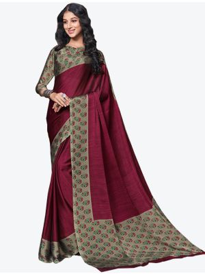Dark Pink Chiffon Designer Saree small FABSA20848