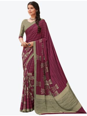 Violet Crepe Designer Saree small FABSA20864