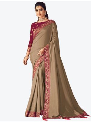 Brown Soft Silk Designer Saree small FABSA20908