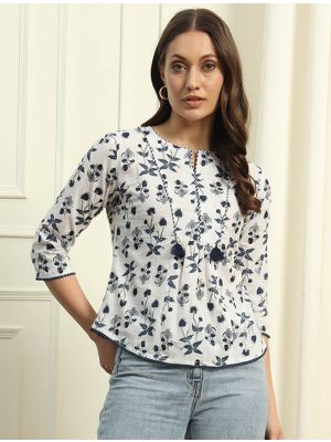 white cotton trendy top fabku21060