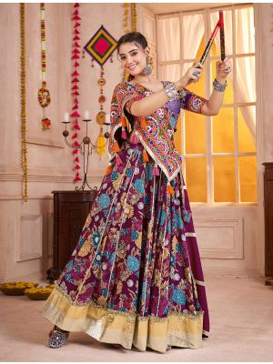 Wine Viscose Cotton Exquisite Ready To Wear Lehenga small FABLE20484