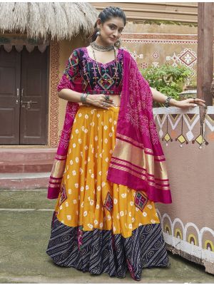 Yellow Muslin Cotton Ready To Wear Chaniya Choli In Medium small FABLE20411