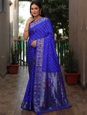 Blue Dola Silk Bandhej Printed Saree With Zari Work