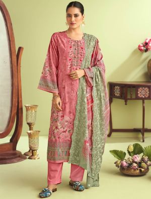 Dusty Pink Muslin Embroidered Ready To Wear Salwar Kameez FABSL22241